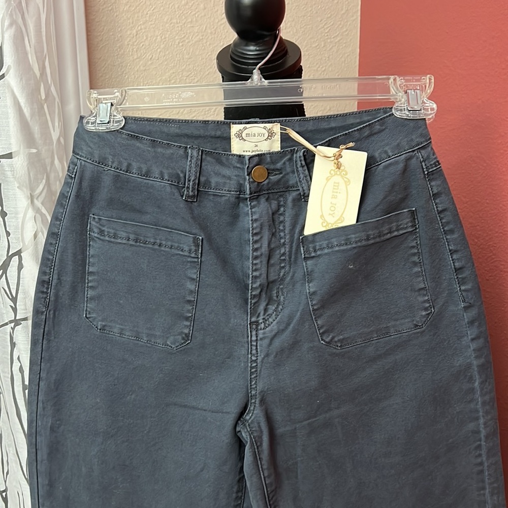 NEW Joyfolie Avina Wide Leg Cropped Pants Indigo - Picture 4 of 10